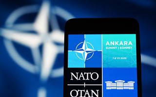 In this photo illustration, a 2026 Ankara NATO summit logo is seen on a smartphone screen. The 2026 Ankara Summit is a future meeting of NATO member states, scheduled to be held in Ankara, Turkey, on 7–8 July 2026. (Photo Illustration by Pavlo Gonchar/SOPA Images/LightRocket via Getty Images)