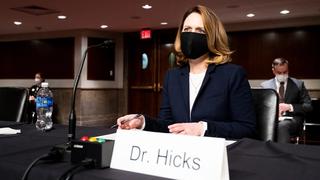 Kathleen Hicks, nominee to be Deputy Secretary of Defense, prepares to testify during her confirmation hearing in the Senate Armed Services Committee