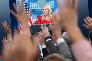 White House Press Secretary Karoline Leavitt speaks during a press briefing in the Brady Briefing Room of the White House in Washington, DC, on July 23, 2026.