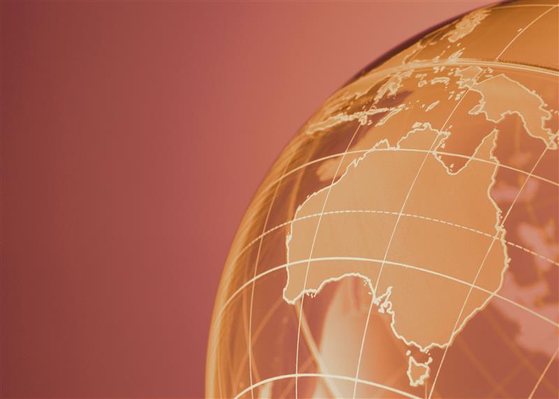 Globe focused on map of Australia
