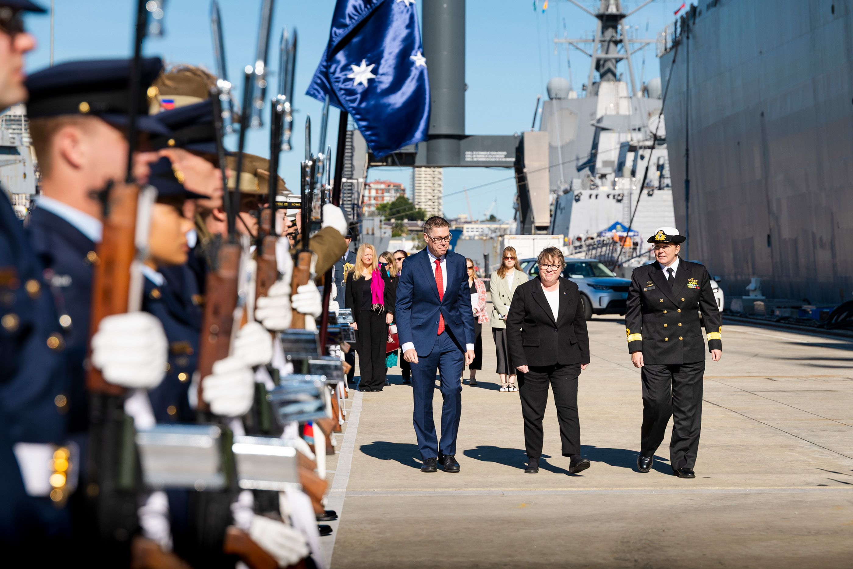 Australia’s Minister for Defence Industry Pat Conroy and UK Minister for Defence Procurement and Industry Maria Eagle met at Fleet Base East, Sydney in May 2025.