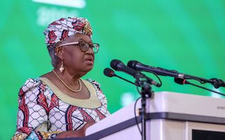 The World Trade Organization (WTO) Director-General Ngozi Okonjo-Iweala speaks during the WTO ministerial conference in Yaounde on March 26, 2026.