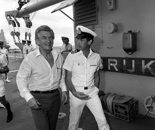 Prime Minister Bob Hawke  on HMAS Tobruk in 1984
