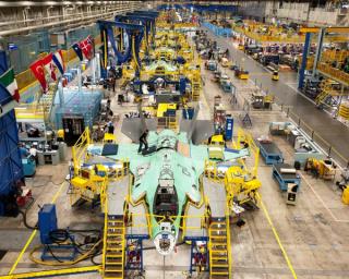 An F-35 Joint Strike Fighter production line. 