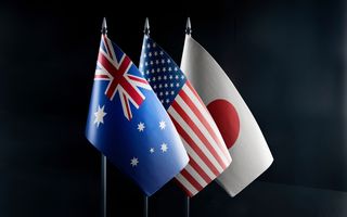 Australia, US and Japan flags