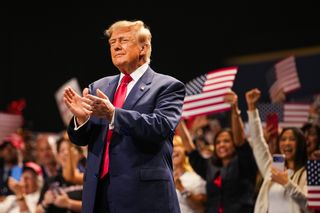 U.S. President Donald Trump takes the stage to speak on the second day of the 2026 Republican National Convention at the American Airlines Center on September 10, 2026 in Dallas, Texas