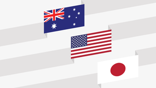 Australia, US and Japan flags