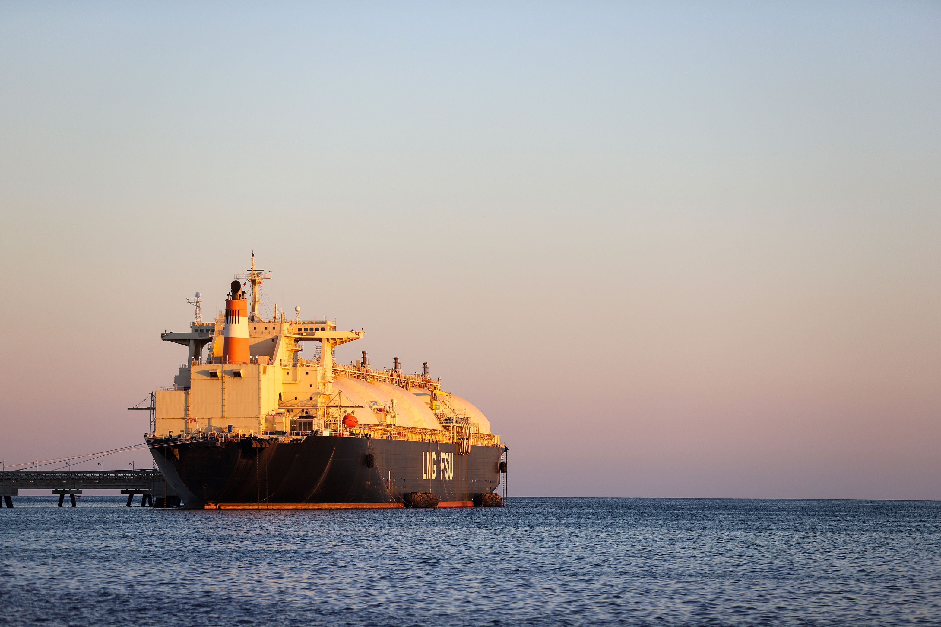 A liquified natural gas floating storage unit.