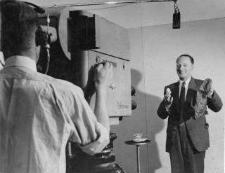 Will Alma in an early Herald-Sun television broadcast at the Melbourne Showgrounds in 1953
