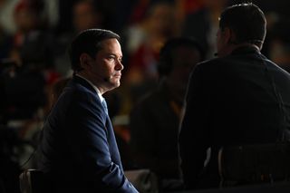 U.S. Sen. Marco Rubio (R-FL) gives an interview on the third day of the Republican National Convention at the Fiserv Forum on July 17, 2024 in Milwaukee, Wisconsin.