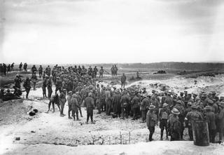 German prisoners of war captured at the Battle of Hamel by the Australian Imperial Forces’ 4th Infantry Brigade, near Corbie, 4 July 1918