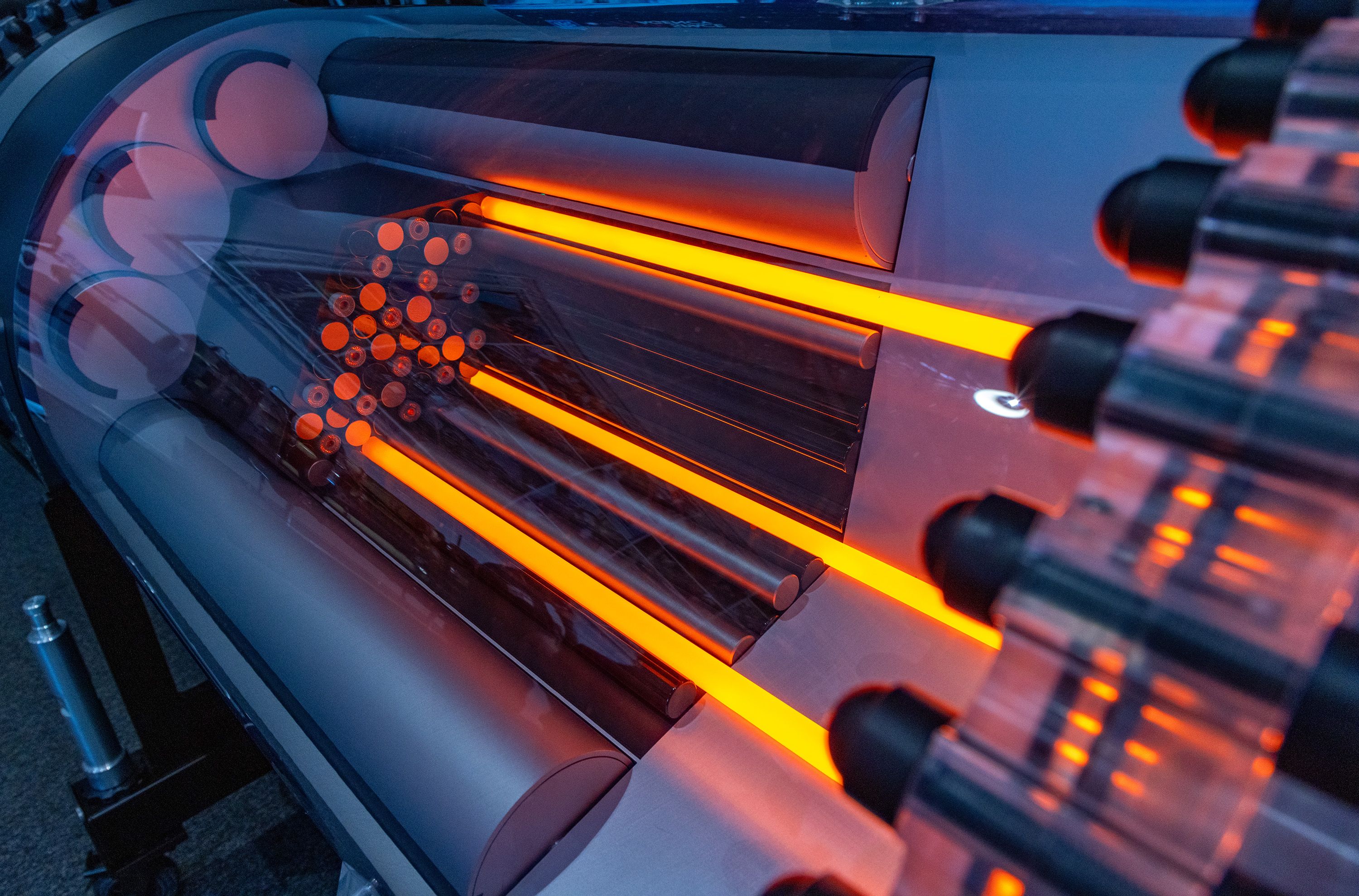 Model of Rolls-Royce Novel Nuclear Technical Showcase representation. Photo captured when Australian Defence Minister and Deputy Prime Minister, Richard Marles MP visited Rolls Royce’s nuclear reactor manufacturing site in Derby in November 2023, where he met Australian industry personnel undertaking placement within the UK defence industry as part of the AUKUS partnership