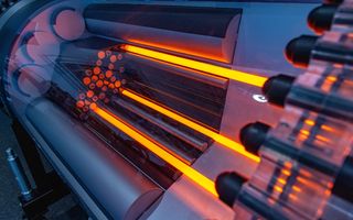 Model of Rolls-Royce Novel Nuclear Technical Showcase representation. Photo captured when Australian Defence Minister and Deputy Prime Minister, Richard Marles MP visited Rolls Royce’s nuclear reactor manufacturing site in Derby in November 2023, where he met Australian industry personnel undertaking placement within the UK defence industry as part of the AUKUS partnership