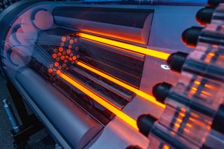 Model of Rolls-Royce Novel Nuclear Technical Showcase representation. Photo captured when Australian Defence Minister and Deputy Prime Minister, Richard Marles MP visited Rolls Royce’s nuclear reactor manufacturing site in Derby in November 2023, where he met Australian industry personnel undertaking placement within the UK defence industry as part of the AUKUS partnership