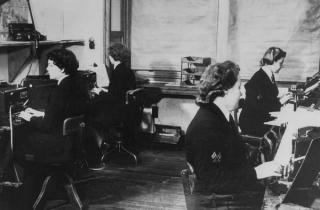 The code room at the Fleet Radio Unit, Melbourne (FRUMEL) during the Second World War