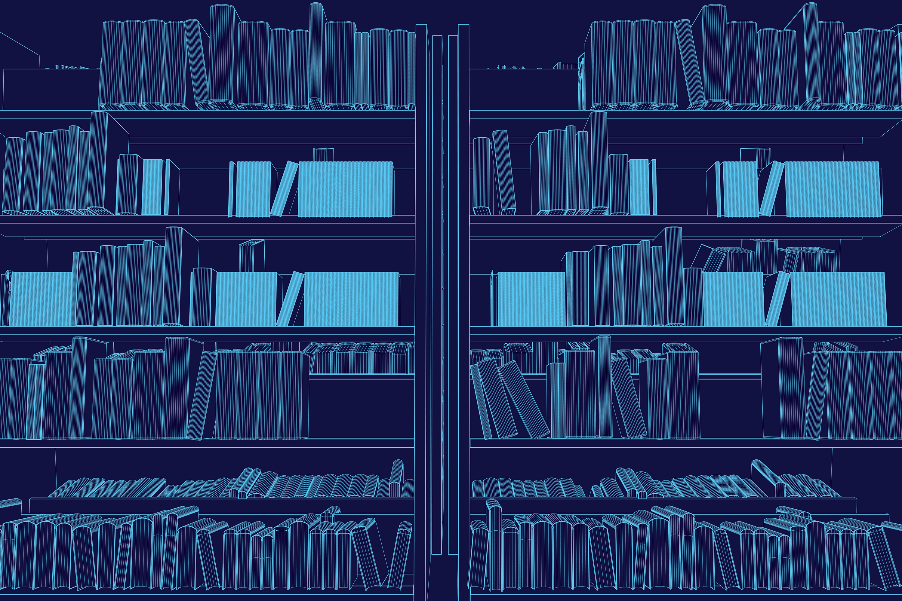 Illustration of library bookshelves