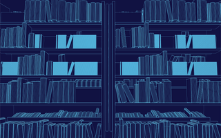 Illustration of library bookshelves
