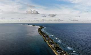 Rising sea levels threaten the coral atoll nation of Tuvalu.