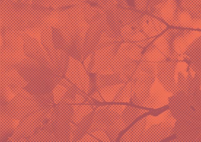 Motif de feuilles de marronnier en trame corail