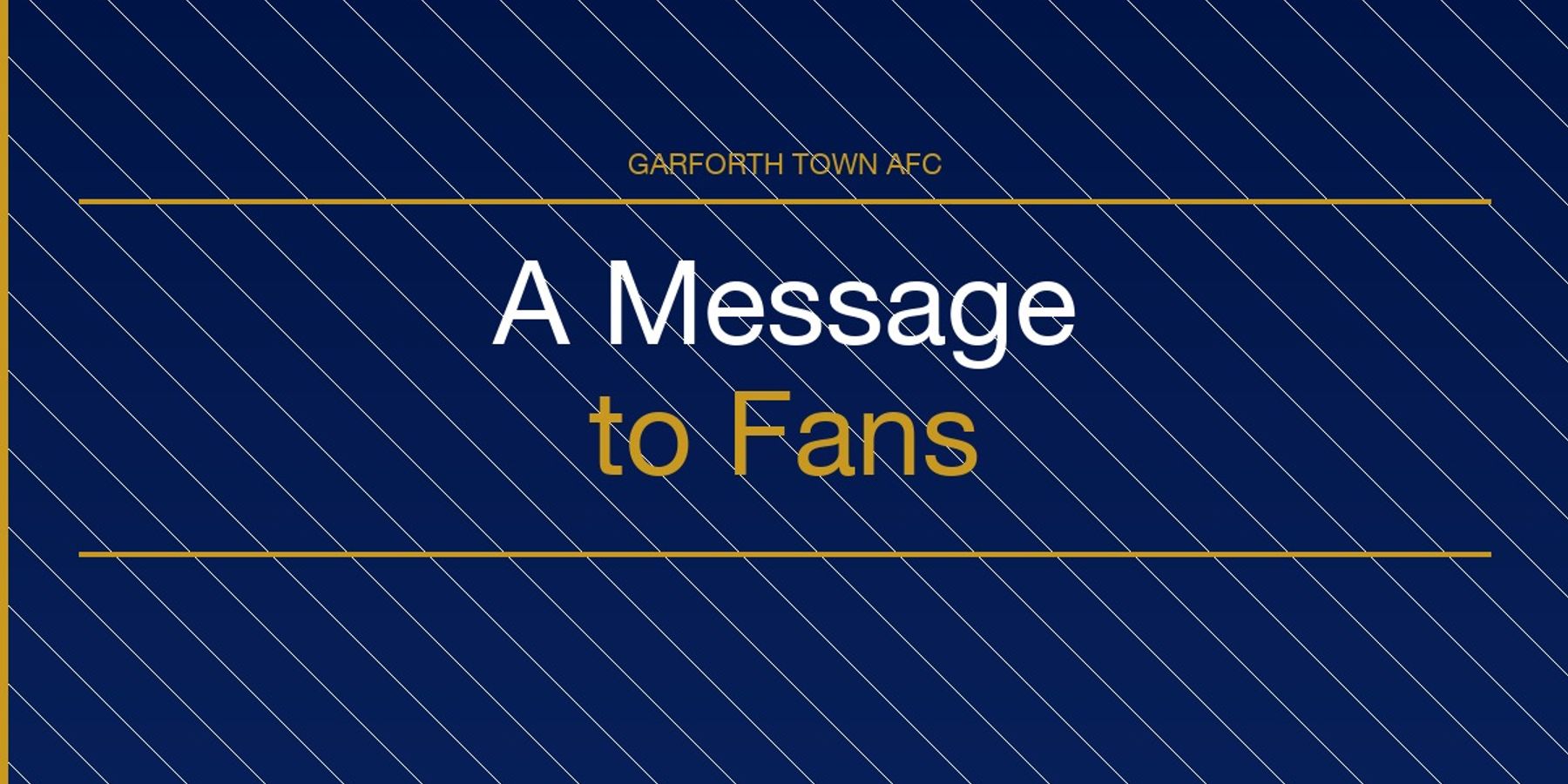 A Message to Fans