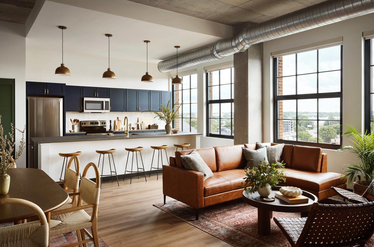 apartment living and kitchen