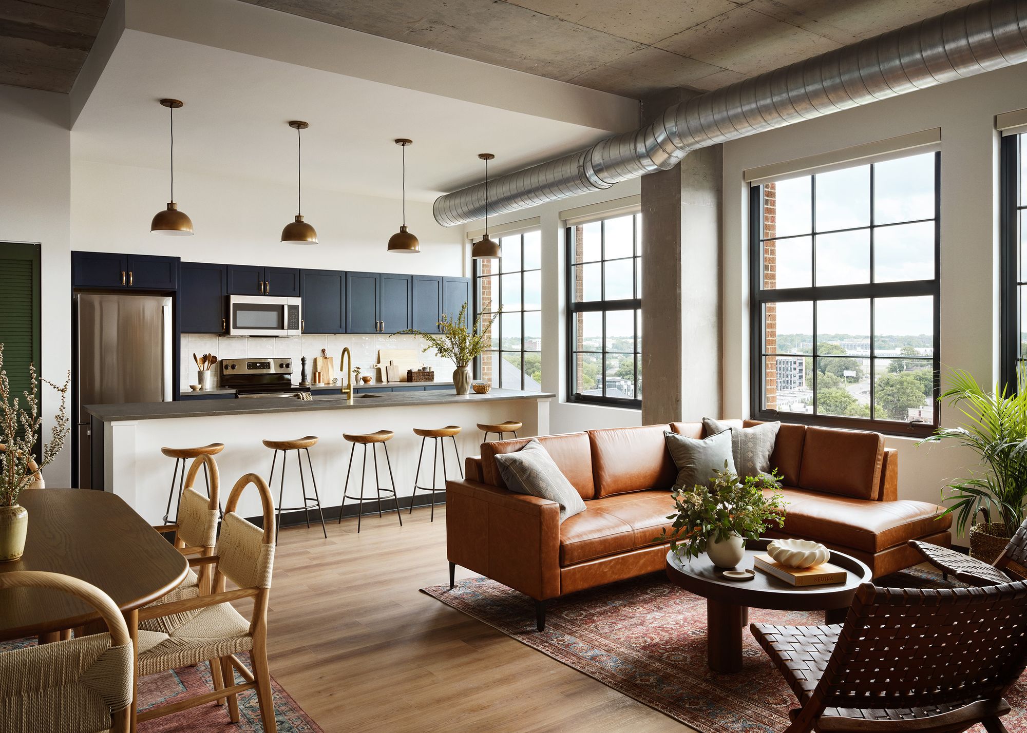 apartment living and kitchen