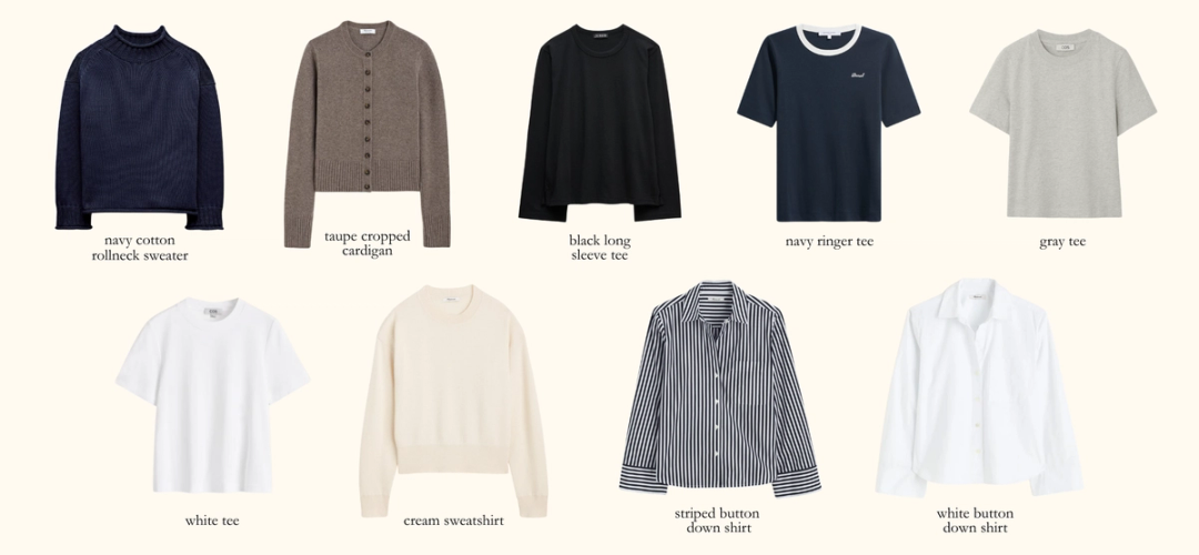 tops in my September Capsule wardrobe