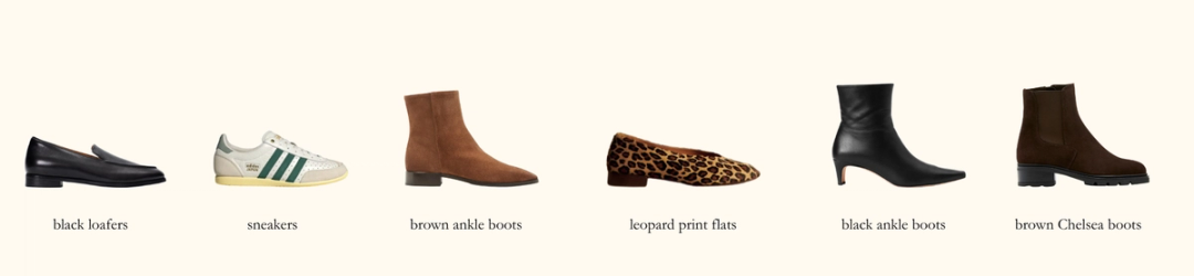Shoes in my Parisian Inspired Fall Capsule wardrobe