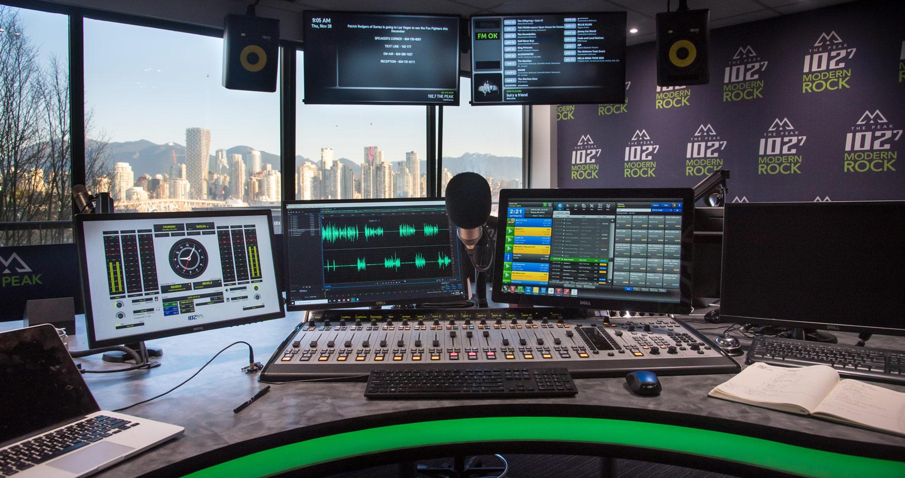 Broadcast room at 102.7 modern rock