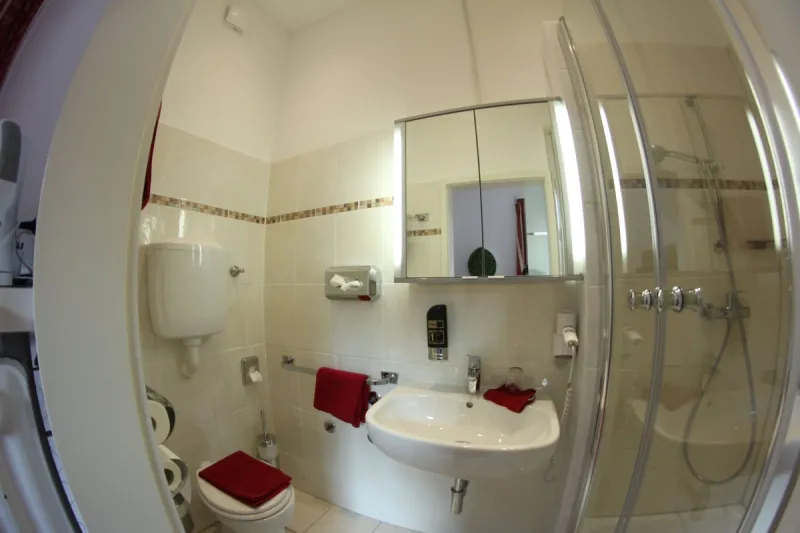 Bathroom in Comfort Single Room 7 – Hotel Almrausch Bad Reichenhall