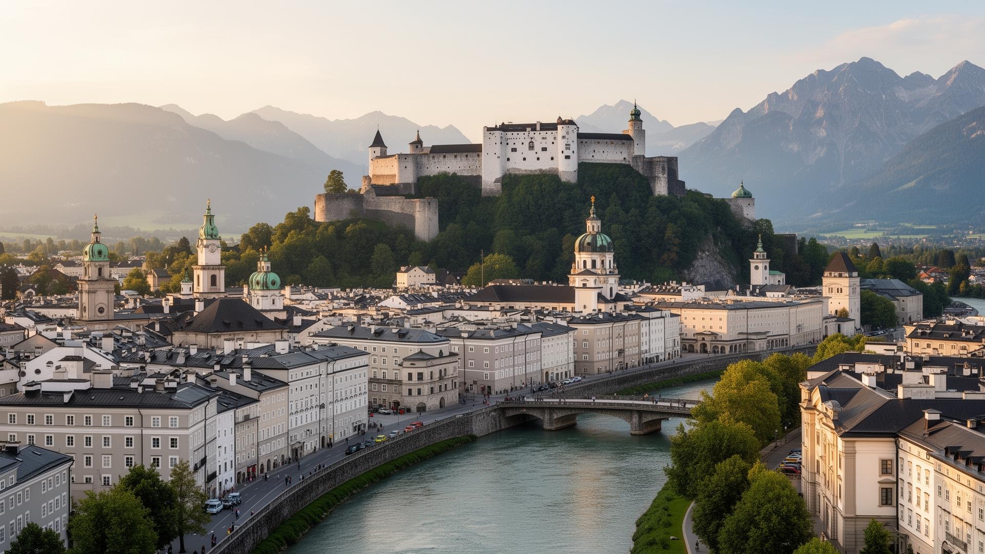 Salzburg Altstadt mit Festung Hohensalzburg