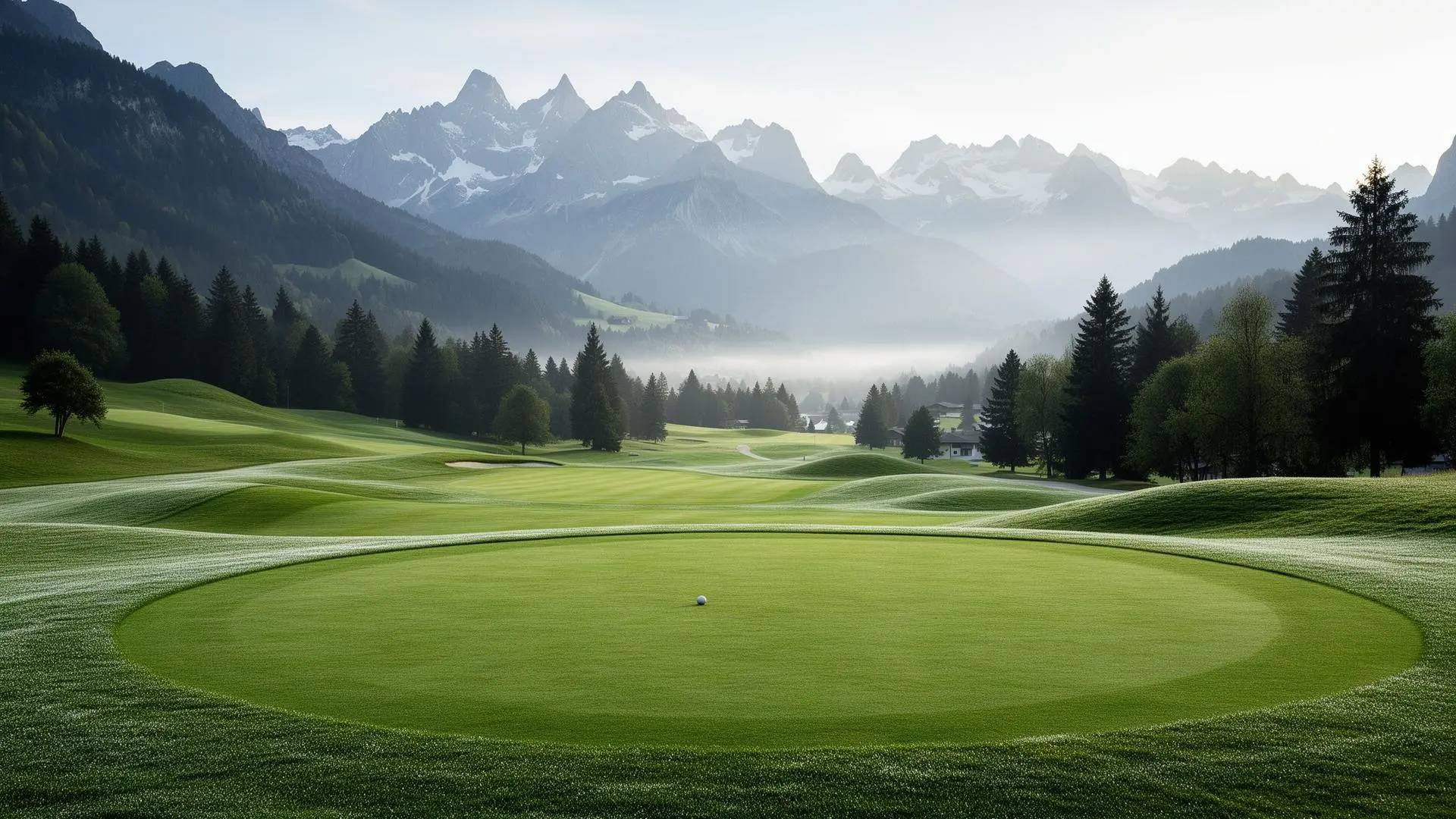 Golfanlage mit Alpenpanorama