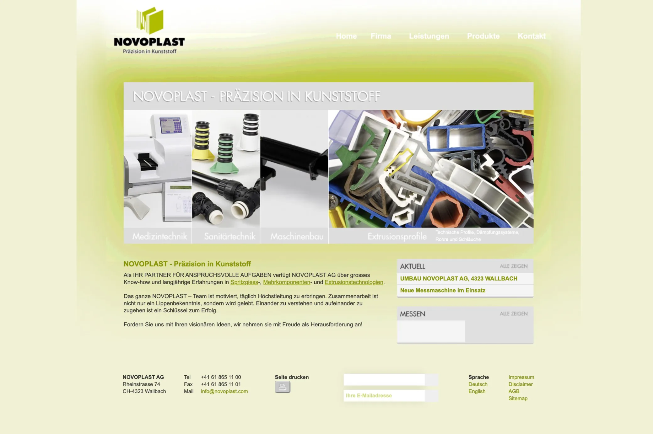 Alte Website von Novoplast