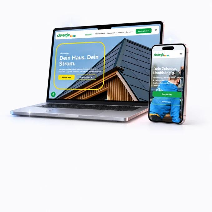Website von clevergie auf Laptop und Smartphone