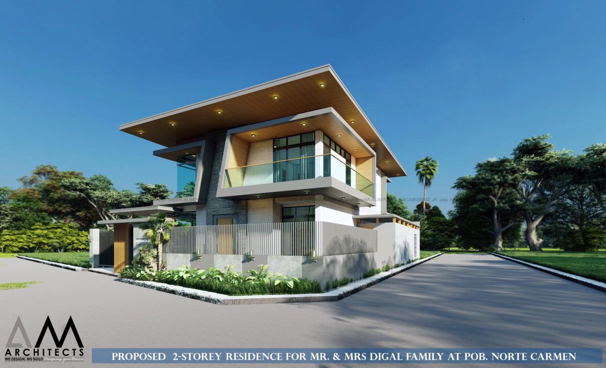 Corner view of the two-storey house