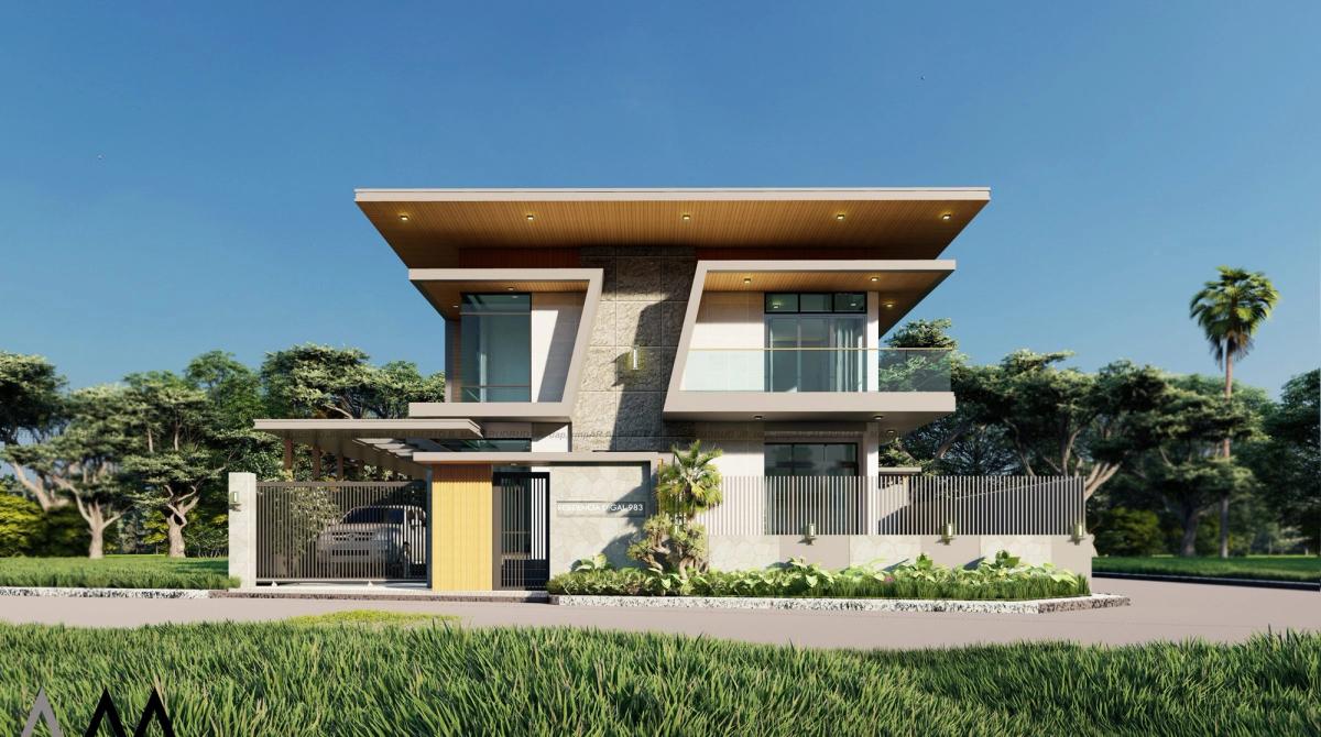 Contemporary two-storey residence with cantilevered roof planes, Poblacion Norte, Carmen