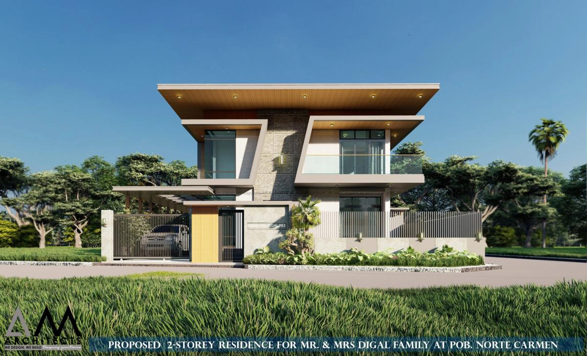 Contemporary two-storey residence with cantilevered roof planes, Poblacion Norte, Carmen