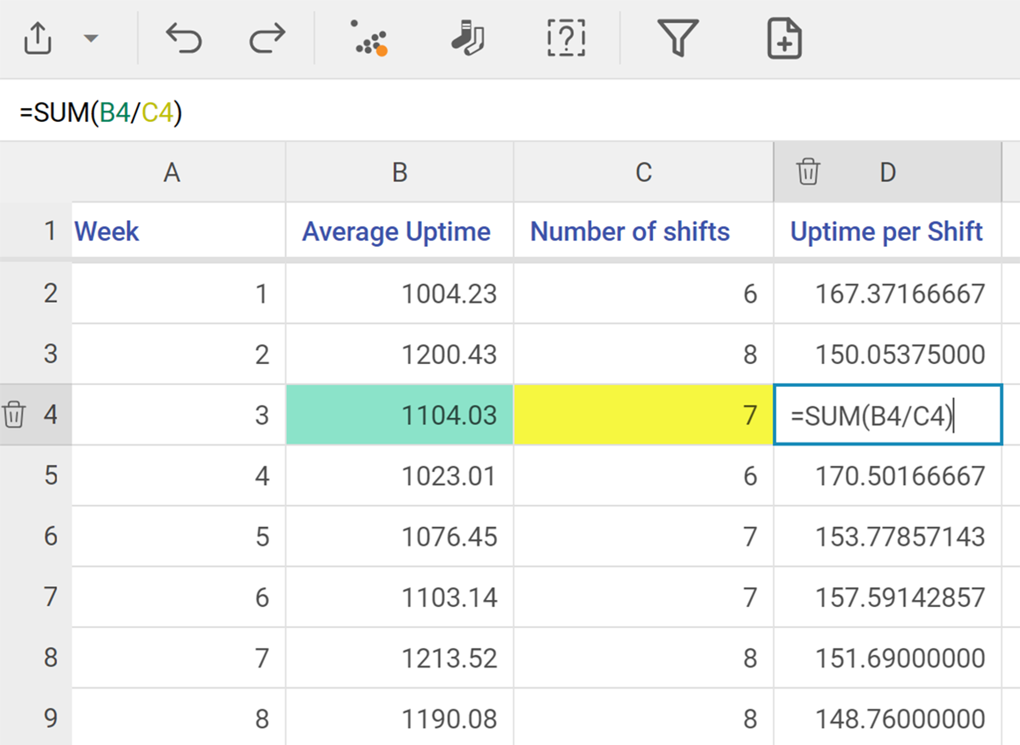 EngineRoom® Data Analysis Software Data Editor supports simple functions