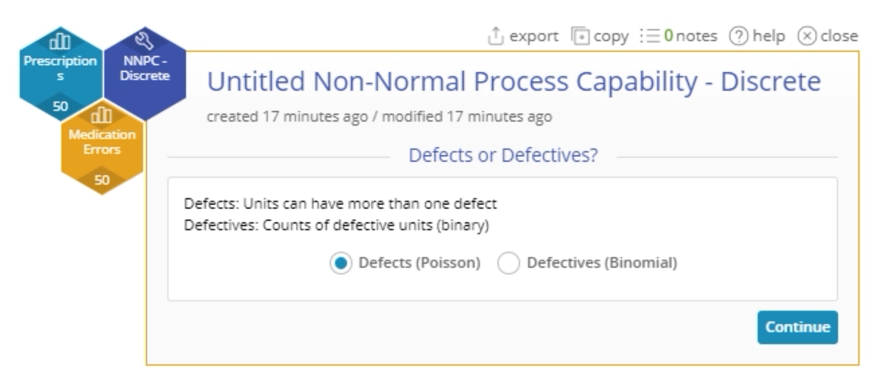 NNPC discrete modal with "Defects (Poisson)" option selected.