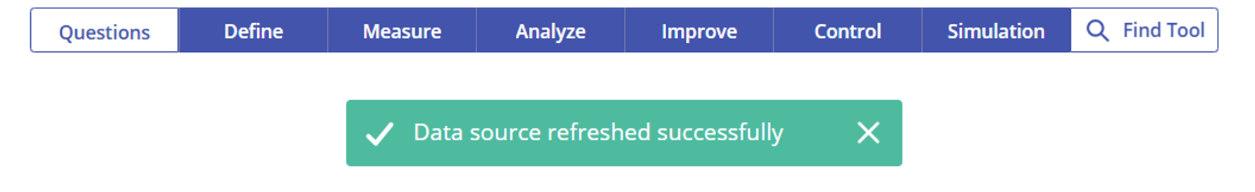 Alert showing success on refresh, Data source refreshed successfully