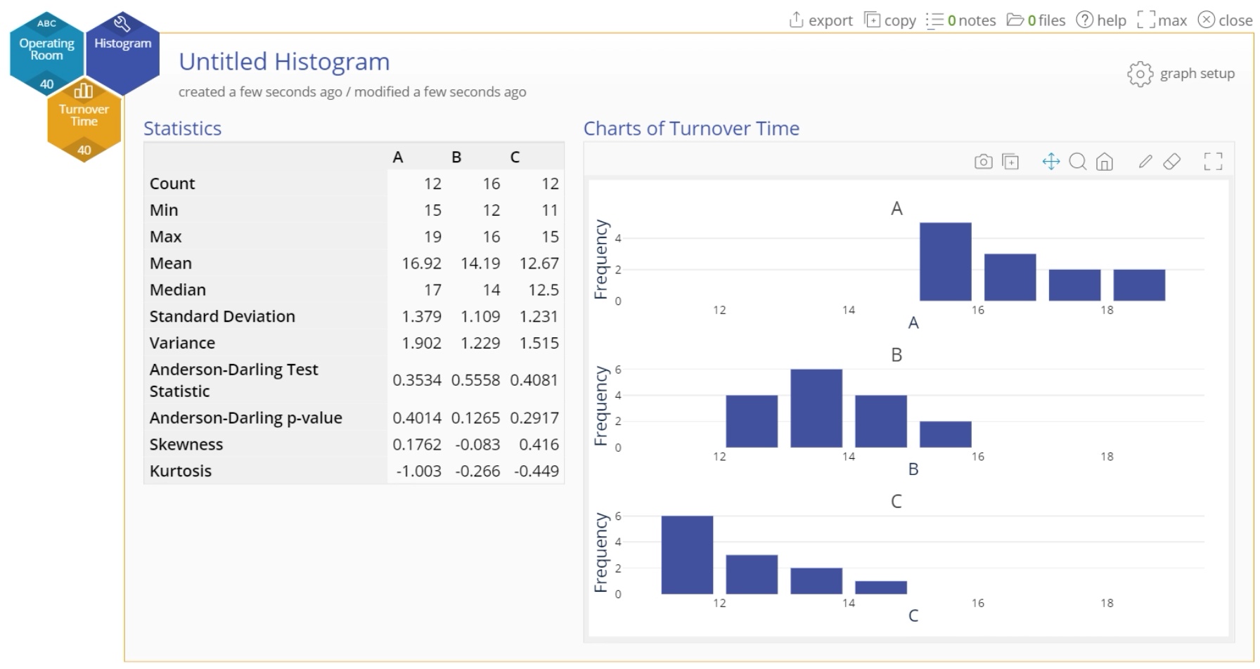 EngineRoom histogram with stacked output.