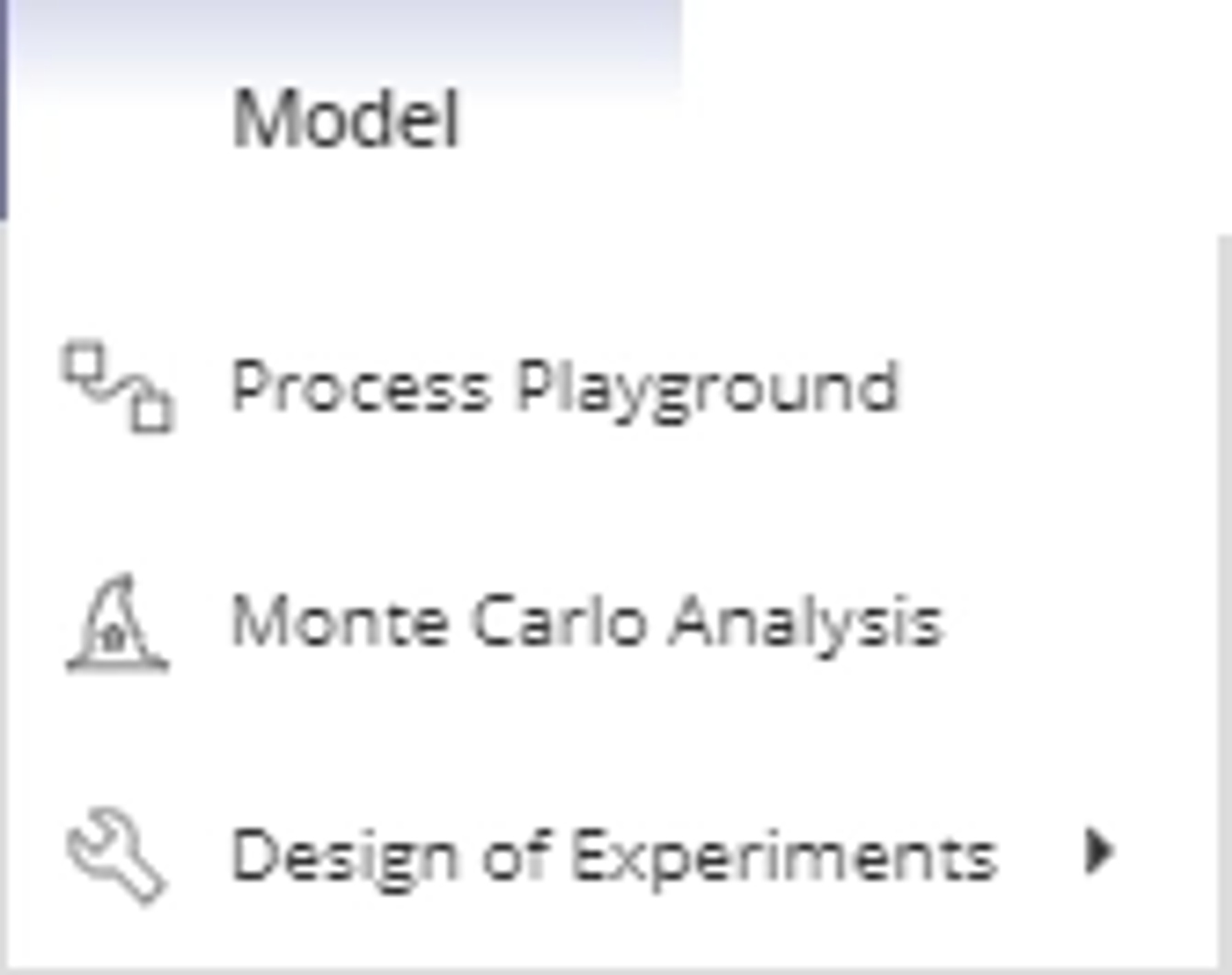 Model tool menu.