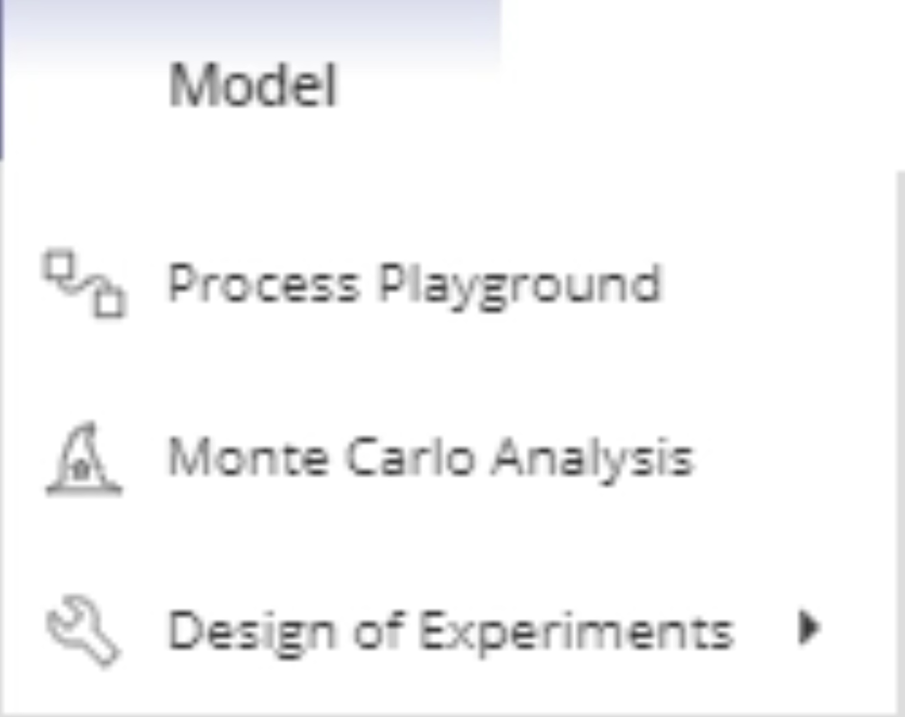 Model tool menu.