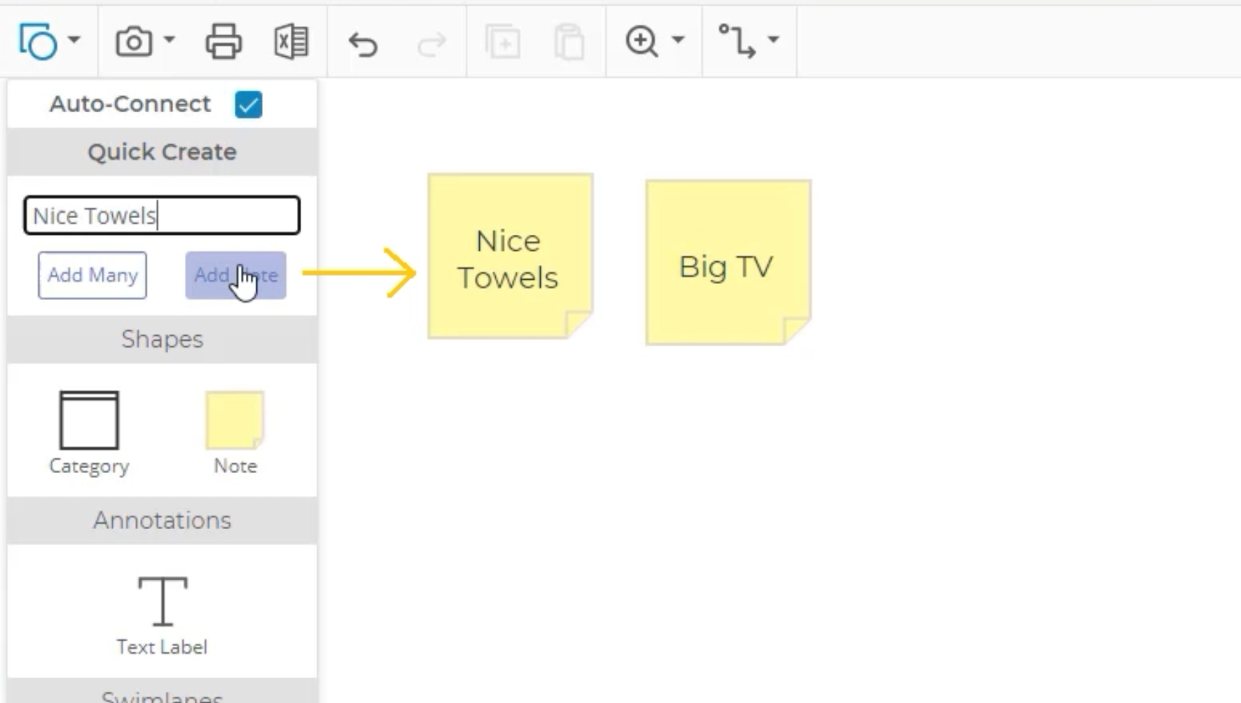 "Quick Create" button in Engineroom affinity diagram.