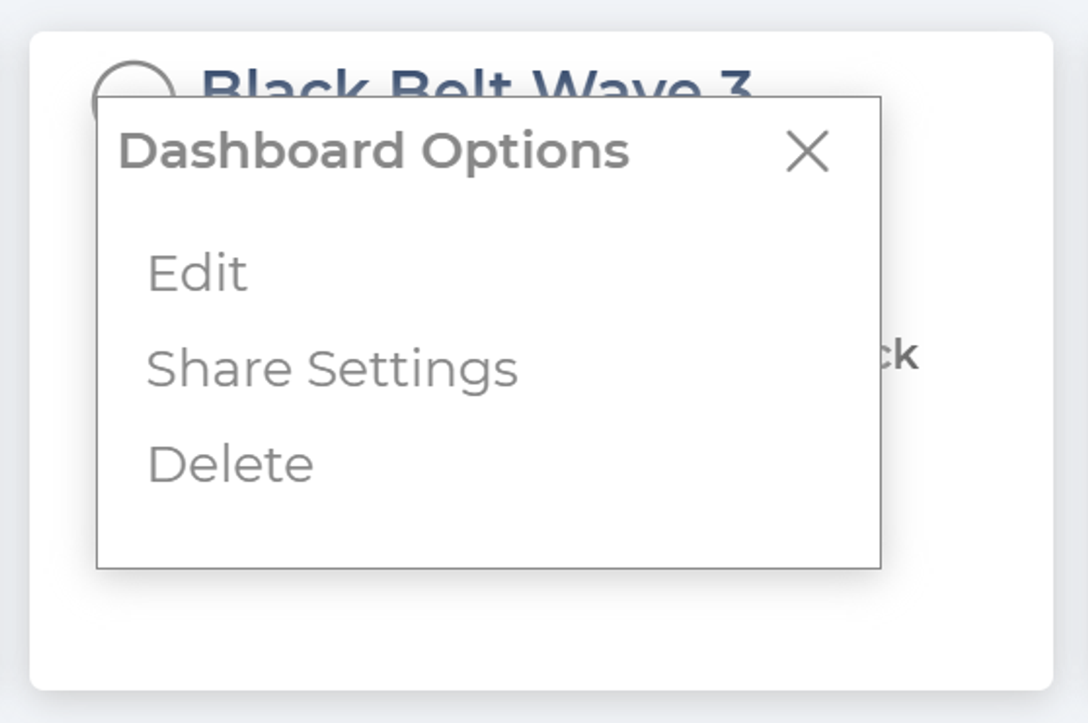 dashboard options from home page