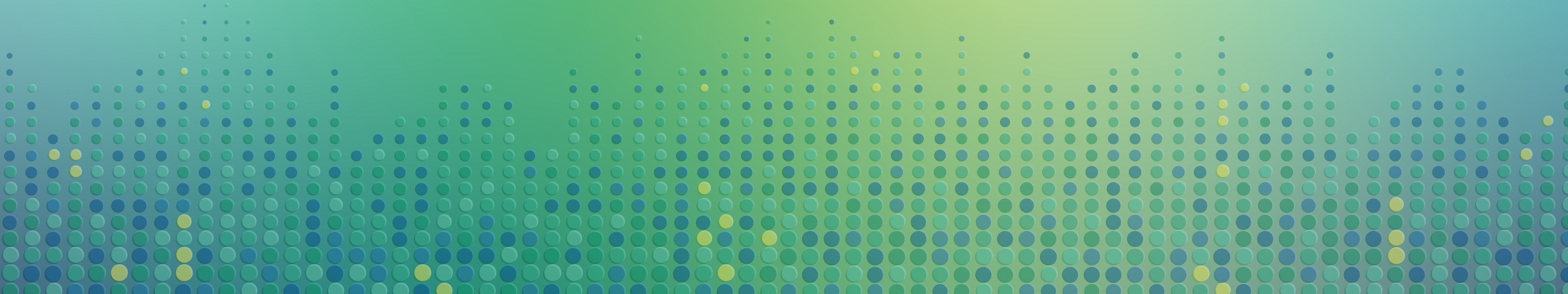 Dots of varying colors of blue with a few sporadic dots that are yellow