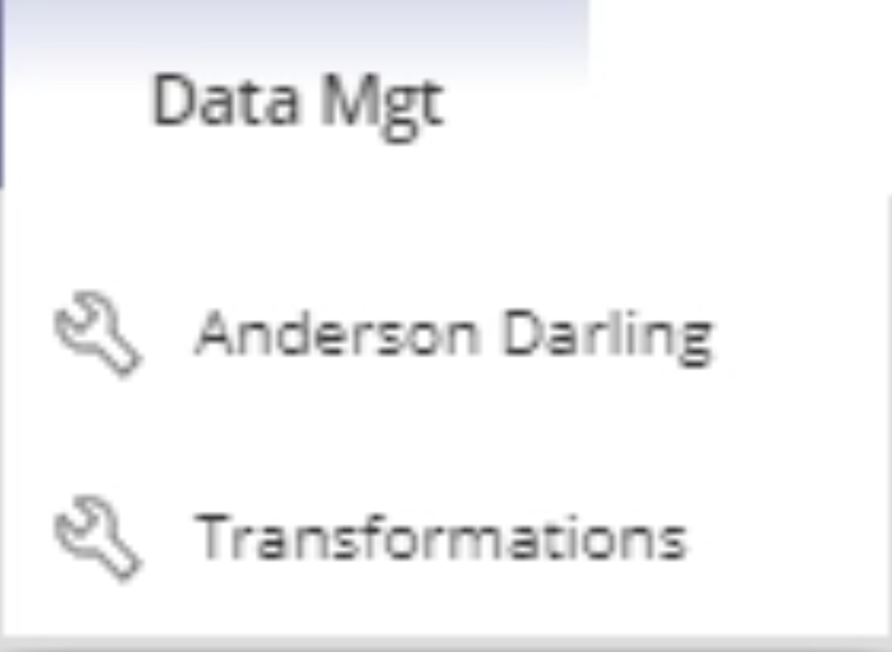 Data Management Tool menu.