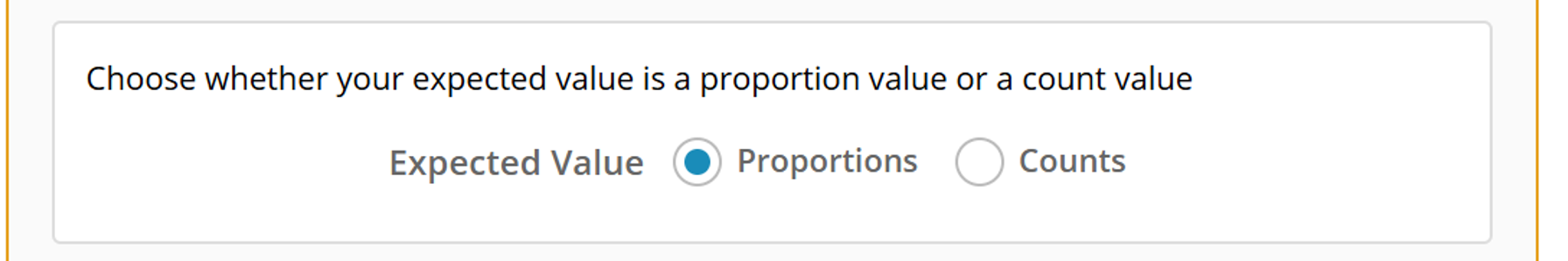 Options for expected value in Chi-square goodness of fit study