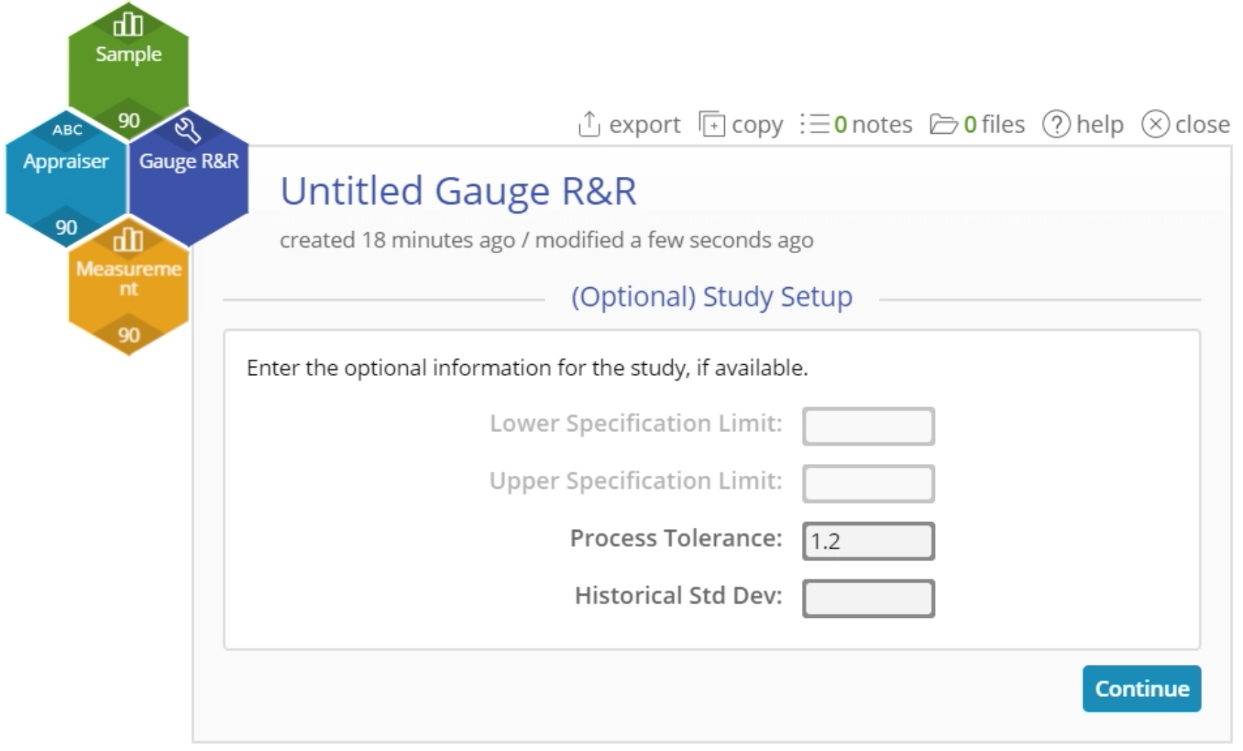 Gauge RR set up menu.