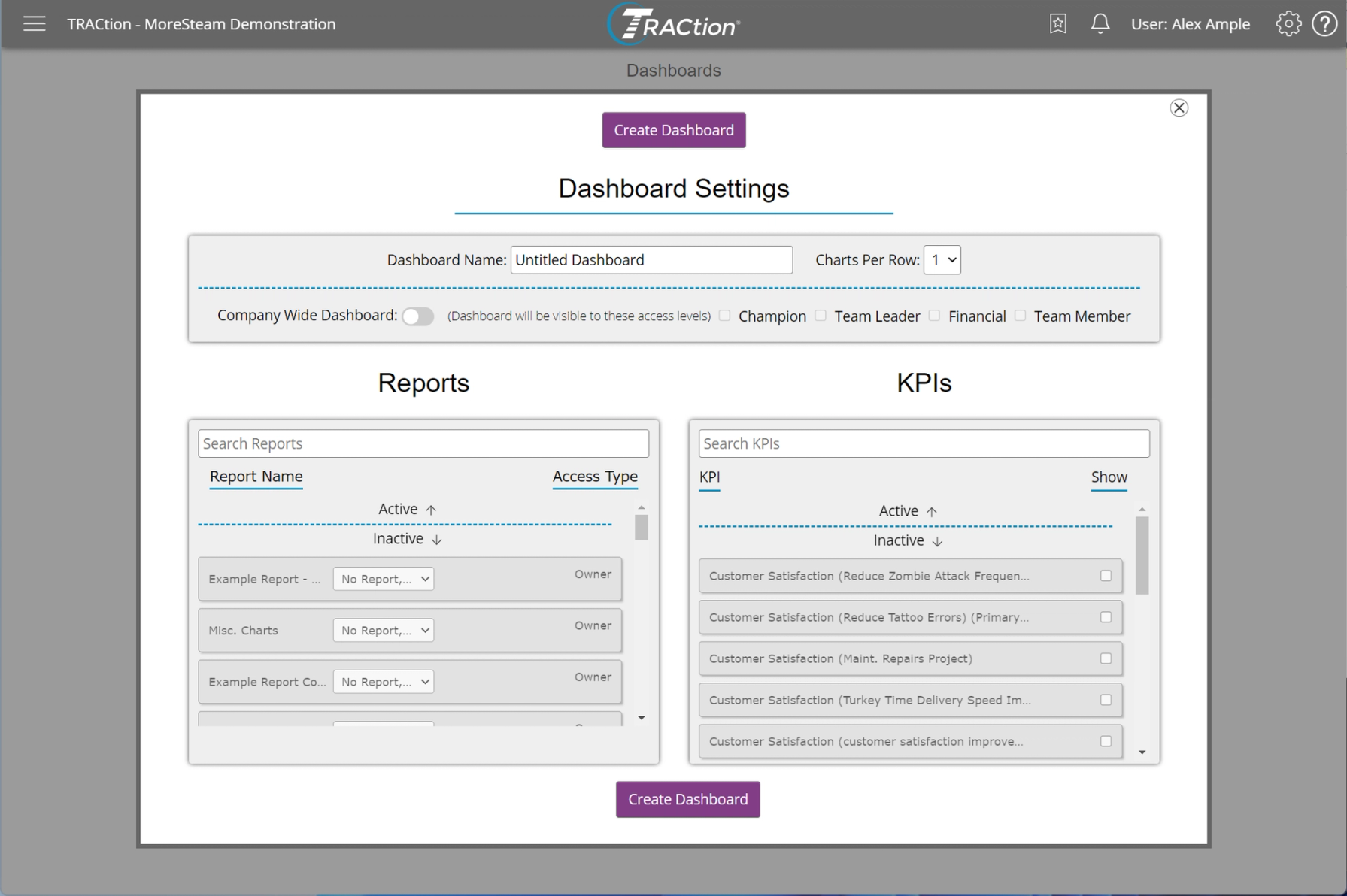 Creating a New Dashboard